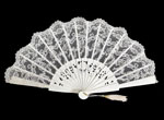 White Lace Fan with Ivory Carved Openwork Rod for Bride 45.455€ #503281546